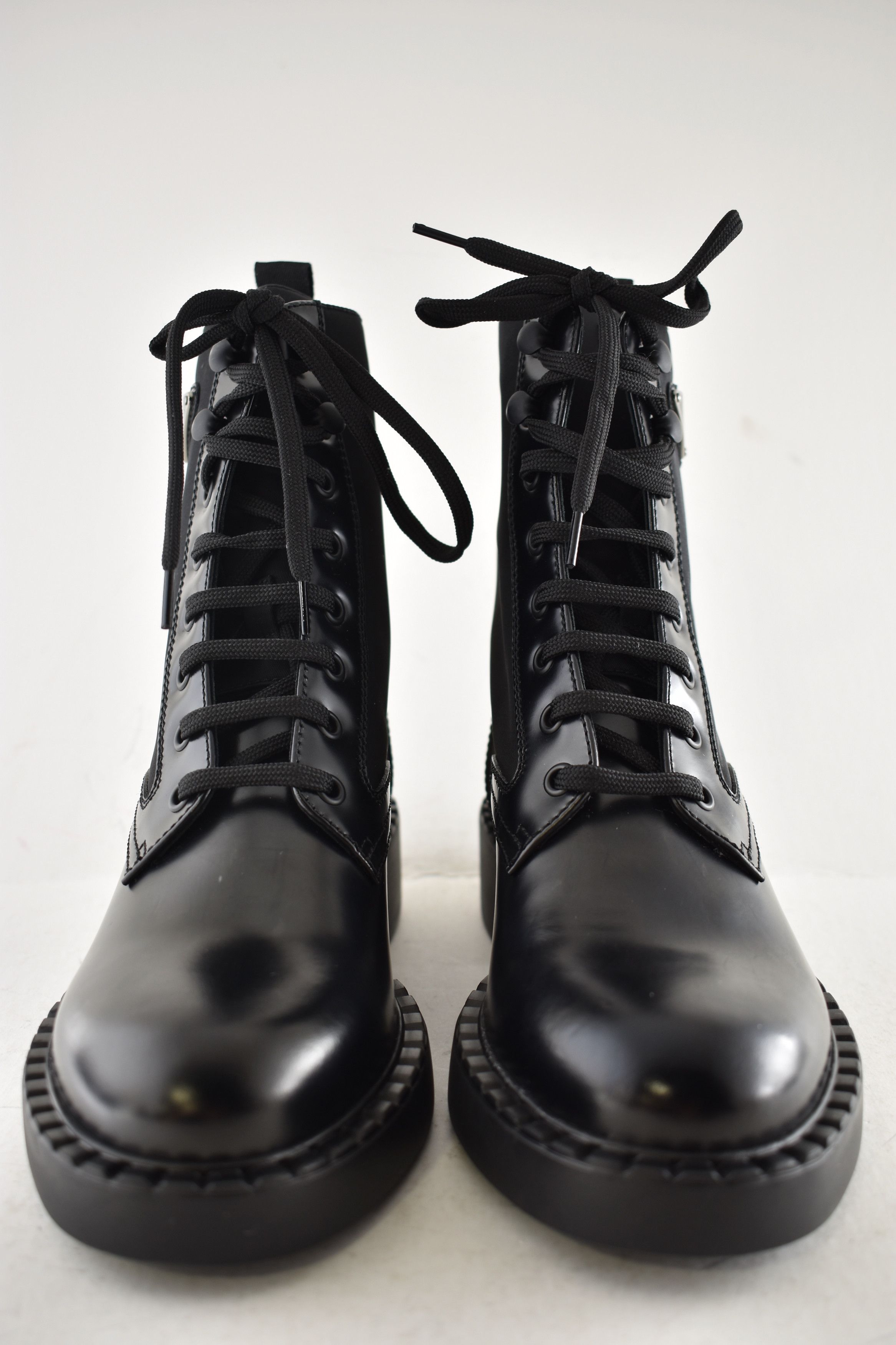 Prada Prada Black Lace Up Combat Military Ankle Mid Calf Boot 36.5 Size US 6.5 / IT 36.5 - 9 Thumbnail