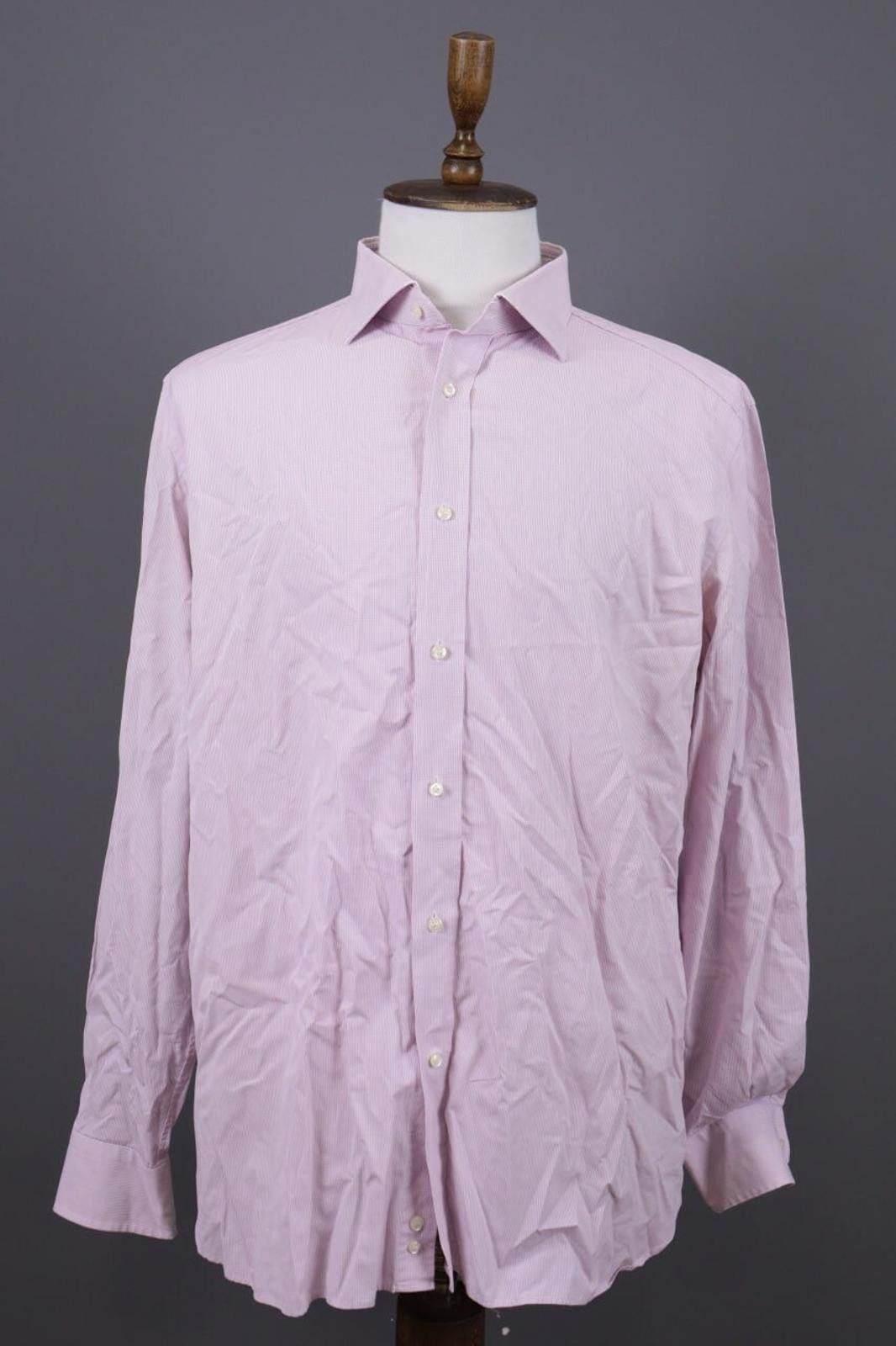 Designer Boggi Milano Pink Check Button Down Shirt 44 / 17 1/2 Size US M / EU 48-50 / 2 - 1 Thumbnail