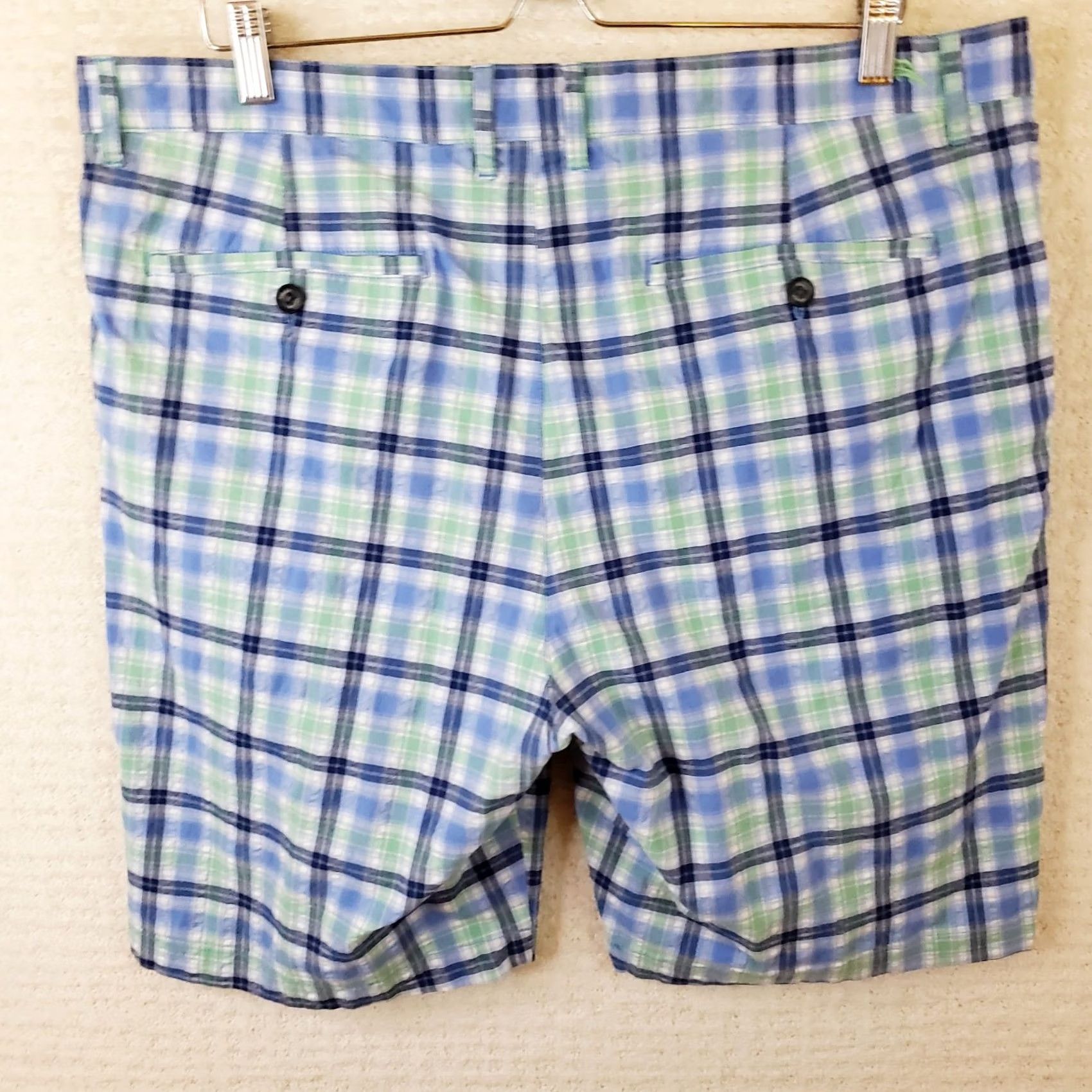 Tommy Bahama Tommy Bahama Men's Bermuda Shorts Blue Plaid 38" Inseam 9" Cotton Spandex Flat Front Pockets Beach Outdoor Preppy Size US 38 / EU 54 - 5 Thumbnail
