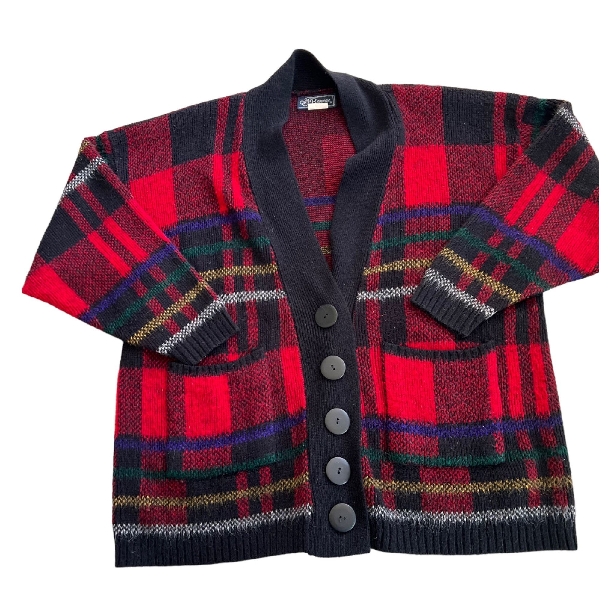 Vintage Vintage JJ Browne Plaid Sweater Cardigan L Size L / US 10 / IT 46 - 1 Thumbnail