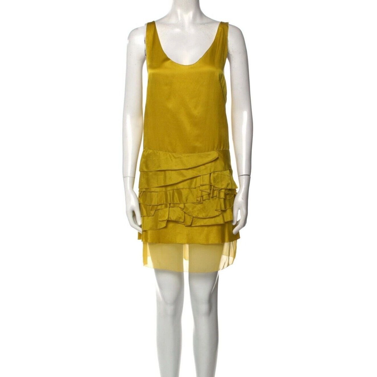 3.1 Phillip Lim 3.1 Phillip Lim Chartreus Yellow Silk Blend Tank Dress Mini Size XS / US 0-2 / IT 36-38 - 1 Thumbnail