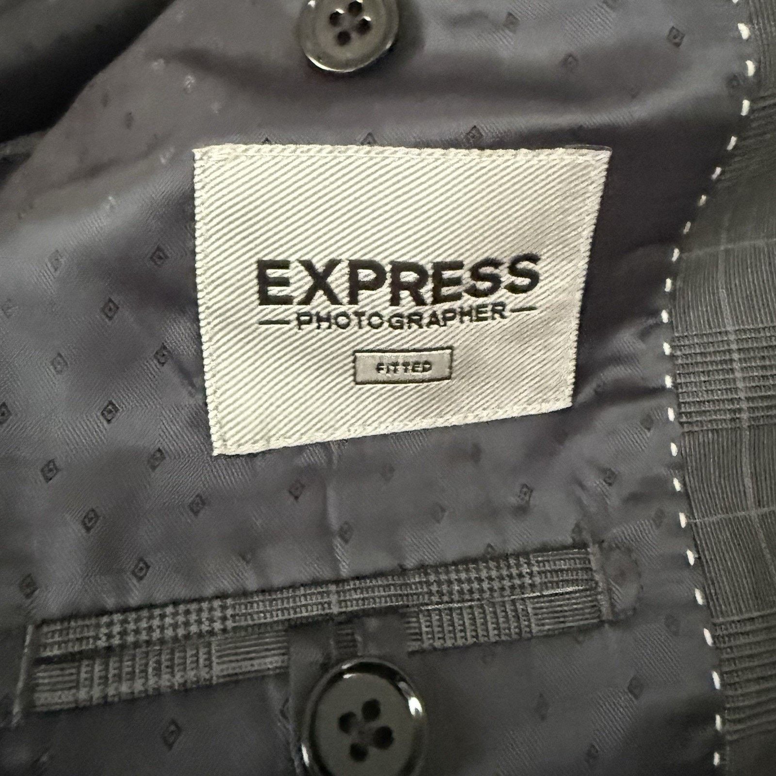 Express Express Photographer Fitted Wool Blazer Plaid Jacket Classic Size 38R - 4 Thumbnail