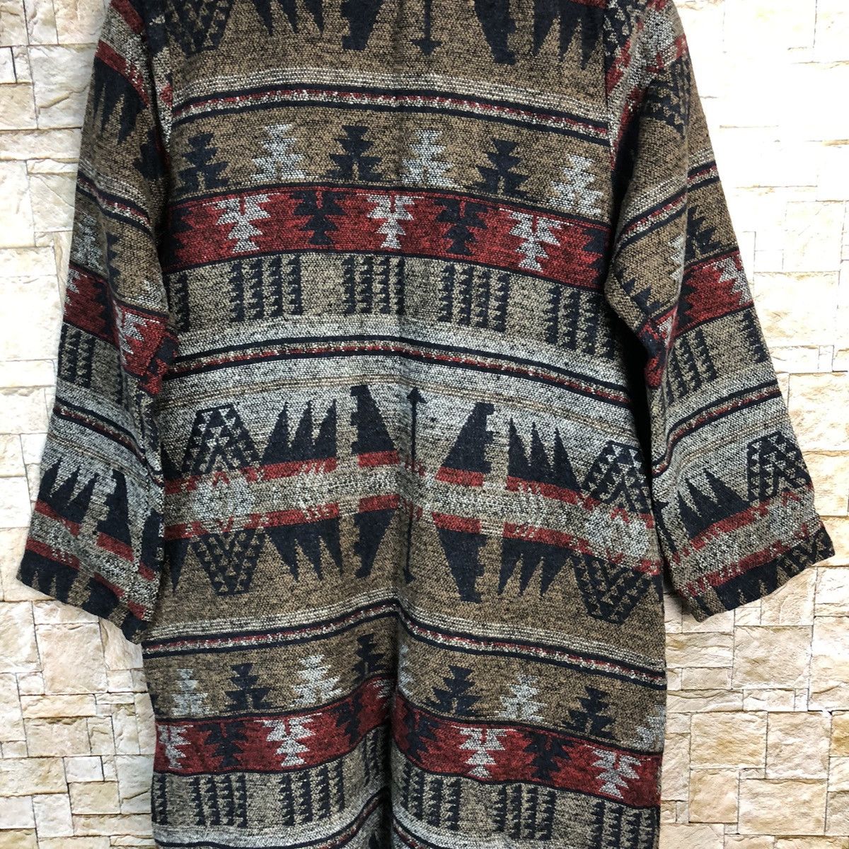 Homespun Knitwear GRL Brown Cardigan navajo art Knitwear #A264 Size US M / EU 48-50 / 2 - 13 Thumbnail