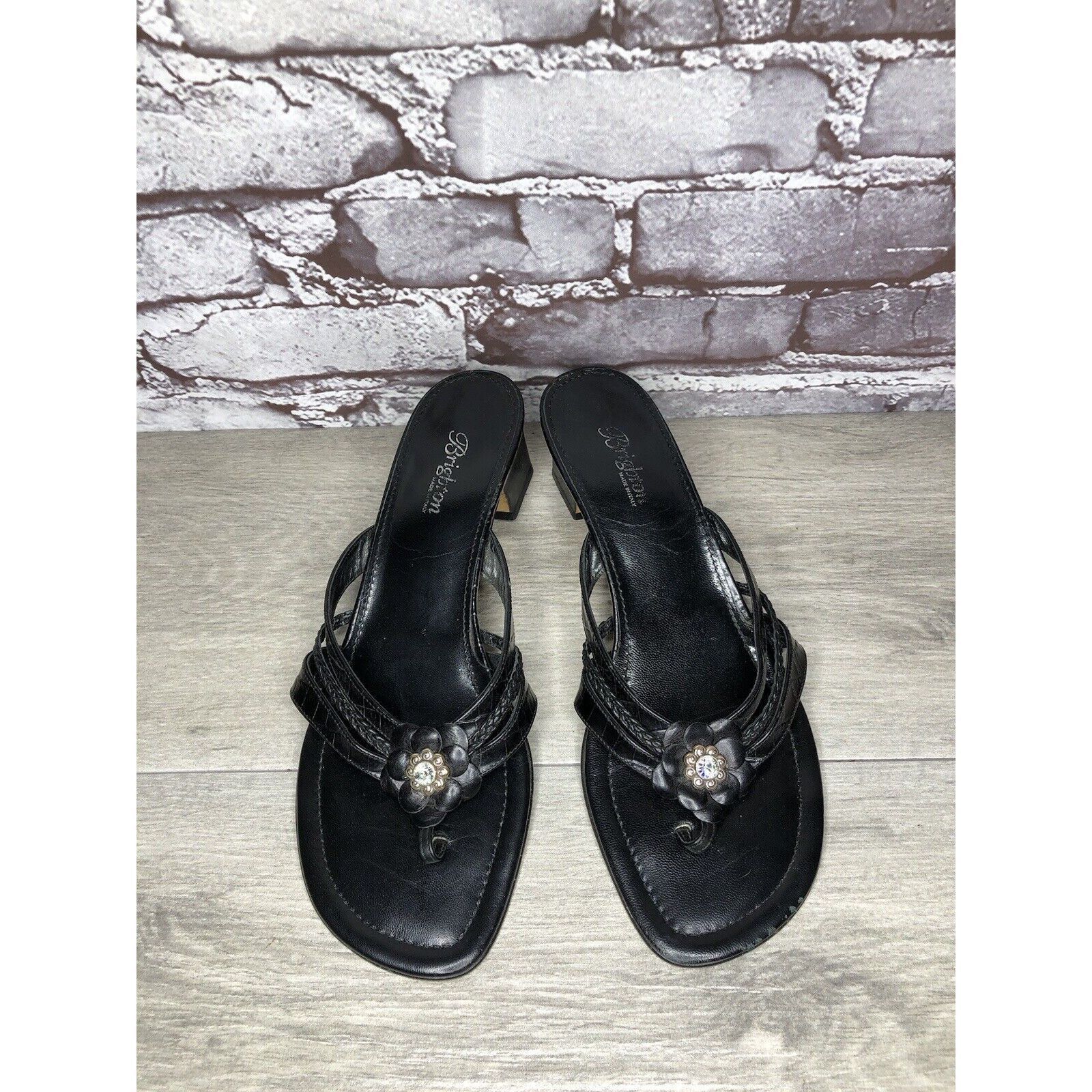 Brighton Brighton Kylie Black Leather Heart Heel Sandals Women’s Sz 9 Size US 9.5 / IT 39.5 - 20 Thumbnail
