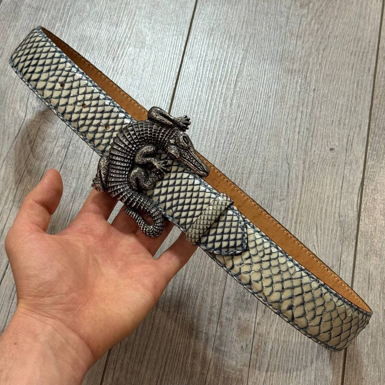 Other Reptile’s House Genuine Python Belt w/ Crocodile Buckle Size ONE SIZE - 1 Thumbnail
