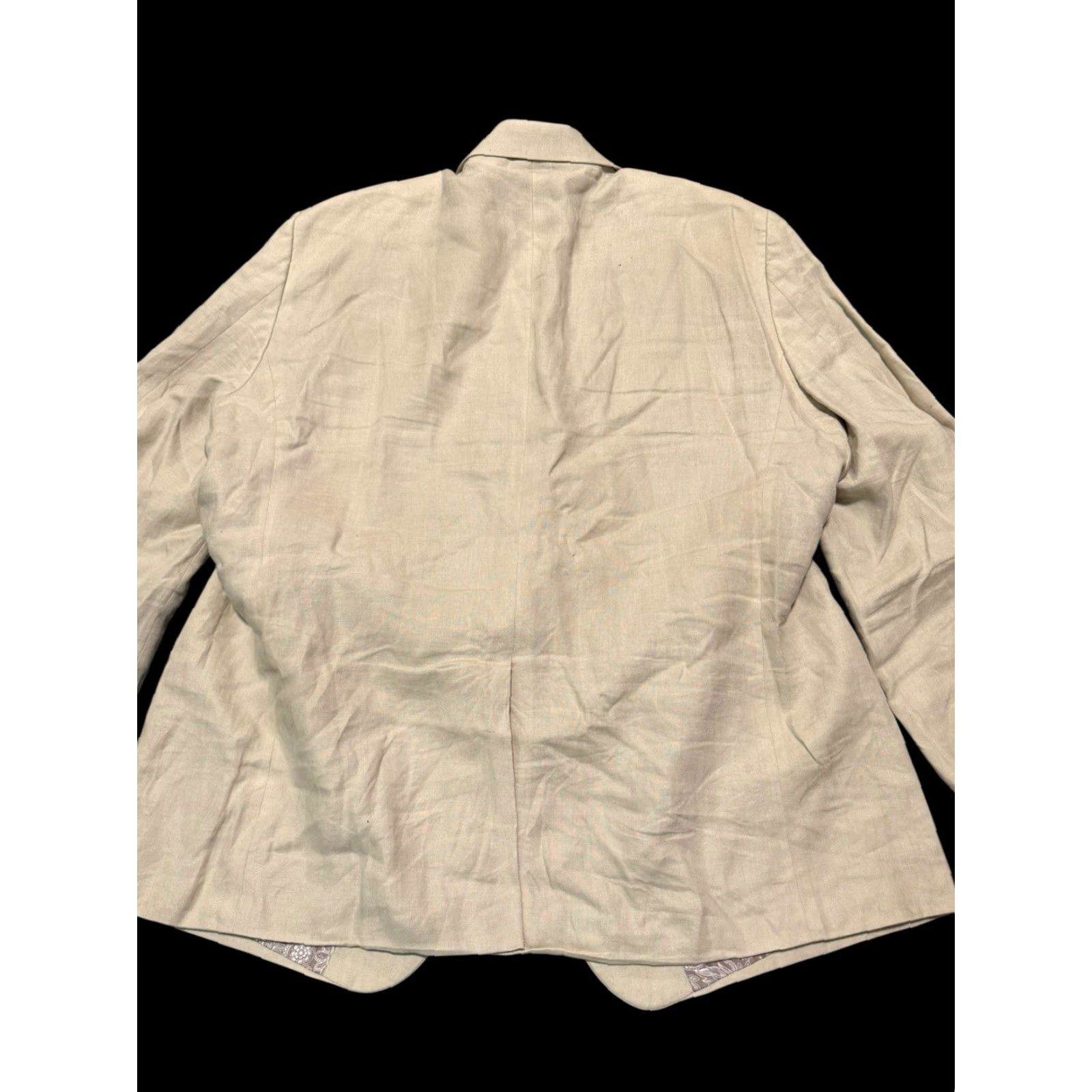 Ralph Lauren LAUREN Ralph Lauren Mens 48R Beige Blazer Linen Single-Breasted 2 Button Jacket Sport Coat Size 48R - 7 Thumbnail