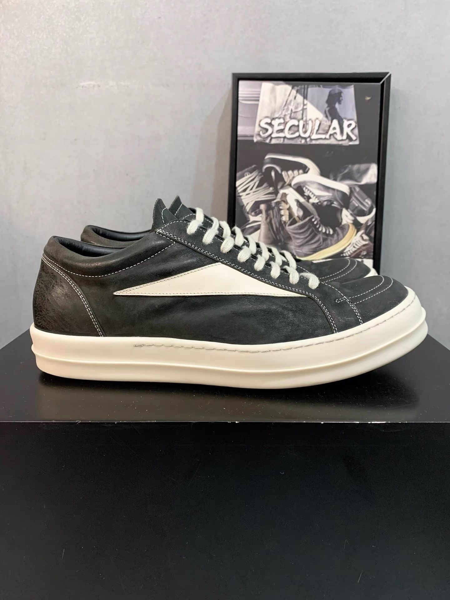 Rick Owens Rick Owens 24SS Leather Low Sneakers Vans Silhouette K34 Size US 12 / EU 45 - 4 Thumbnail