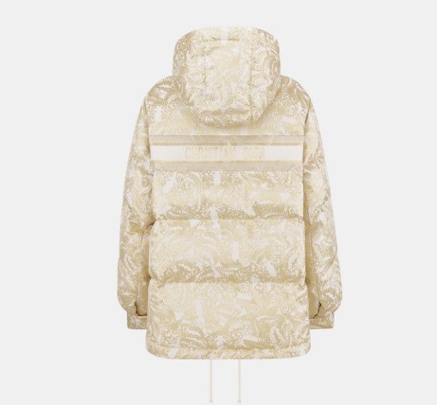 Dior o1w1db10225 417C23A23 Hooded Puffer Jacket in Beige Size L / US 10 / IT 46 - 2 Thumbnail