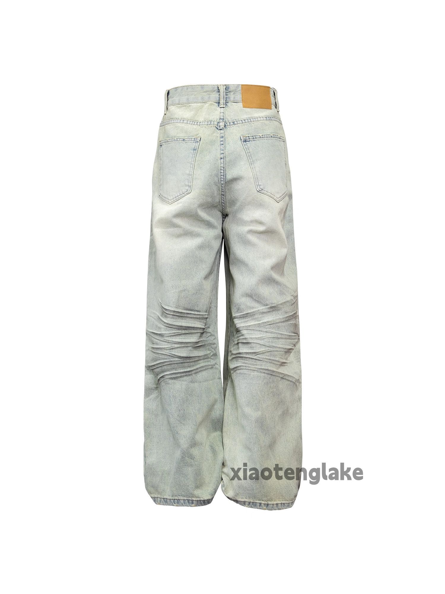 Jean Unisex washed retro faded loose baggy grunge jeans Size US 32 / EU 48 - 8 Thumbnail