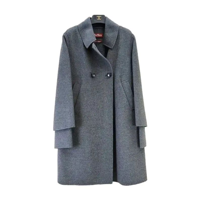 MaxMara Elegant Gray Wool Mid-Length Coat 0089