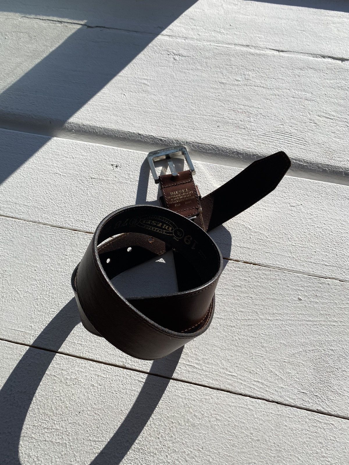Diesel × Vintage 90s Diesel Black Leather Avant Garde Gothic Minimalism Belt Size ONE SIZE - 4 Thumbnail