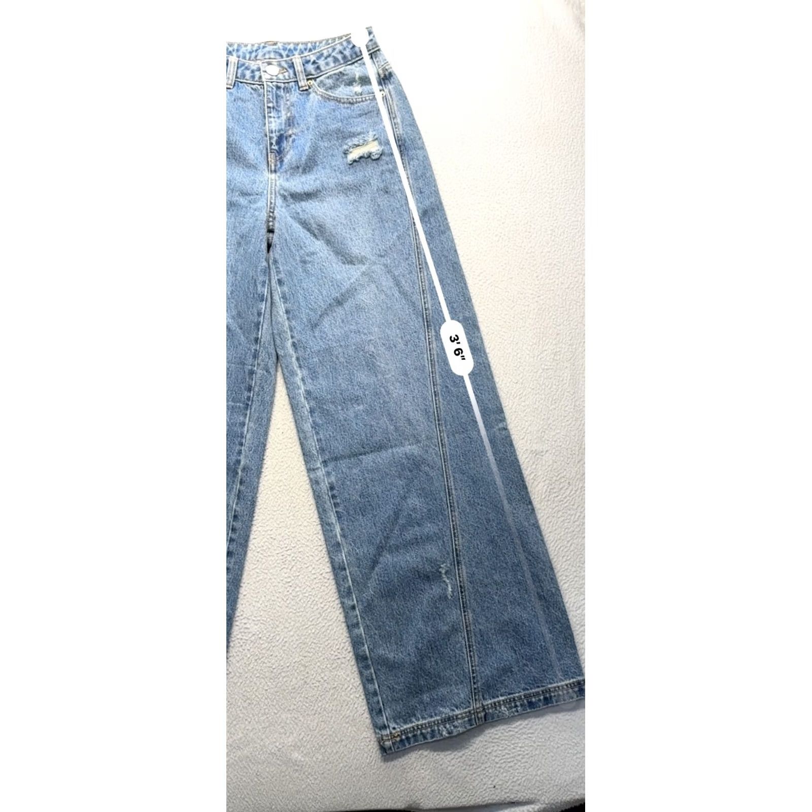 Vintage Future Collective Jenee Naylor Wide-Leg Denim 4 Recycled Cotton Distressed Blue Womens Jeans Size ONE SIZE - 7 Thumbnail