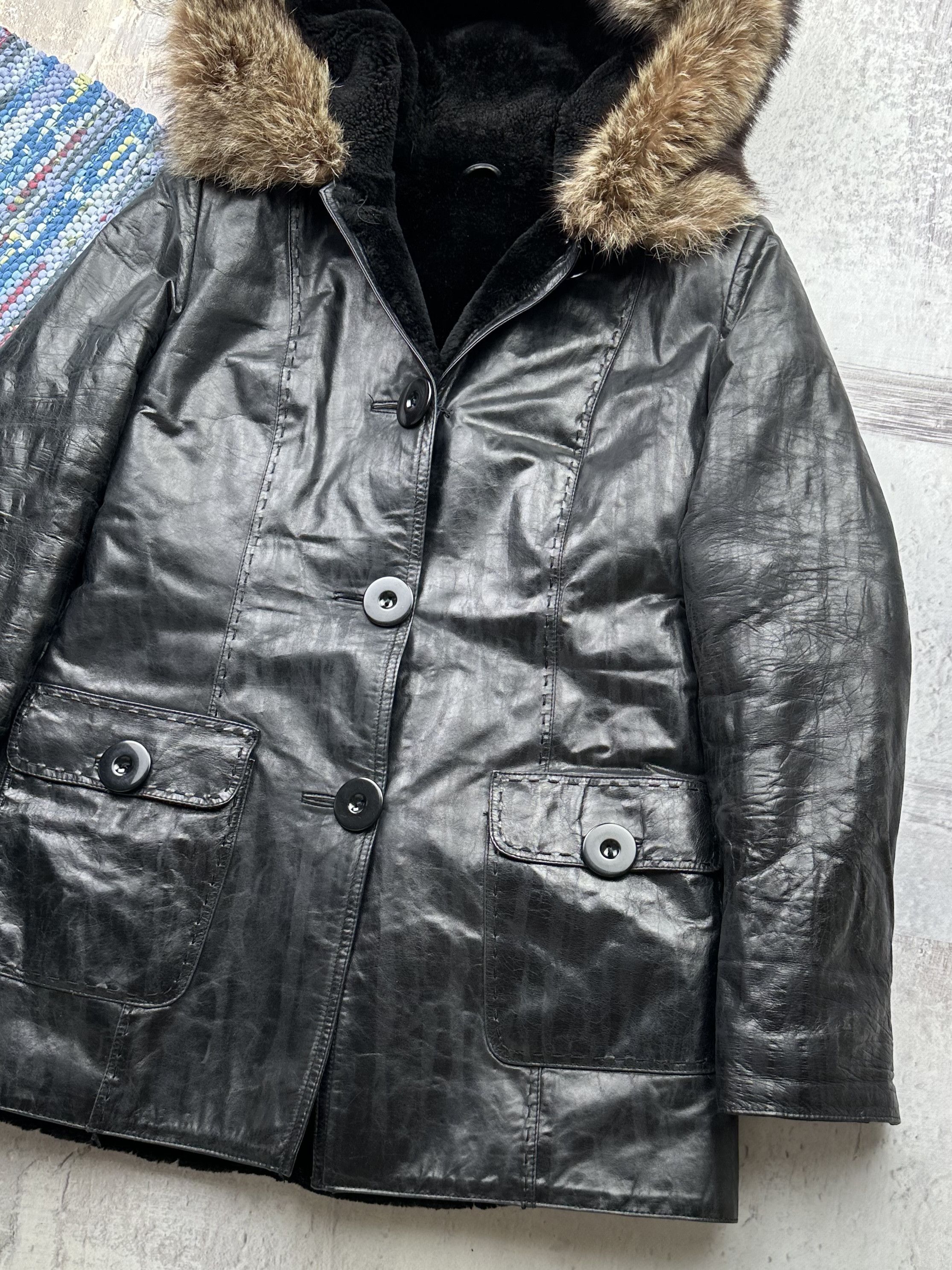 Vintage Vintage Leather Coat With Real Fur Details A96(481)D15 Size S / US 4 / IT 40 - 5 Thumbnail
