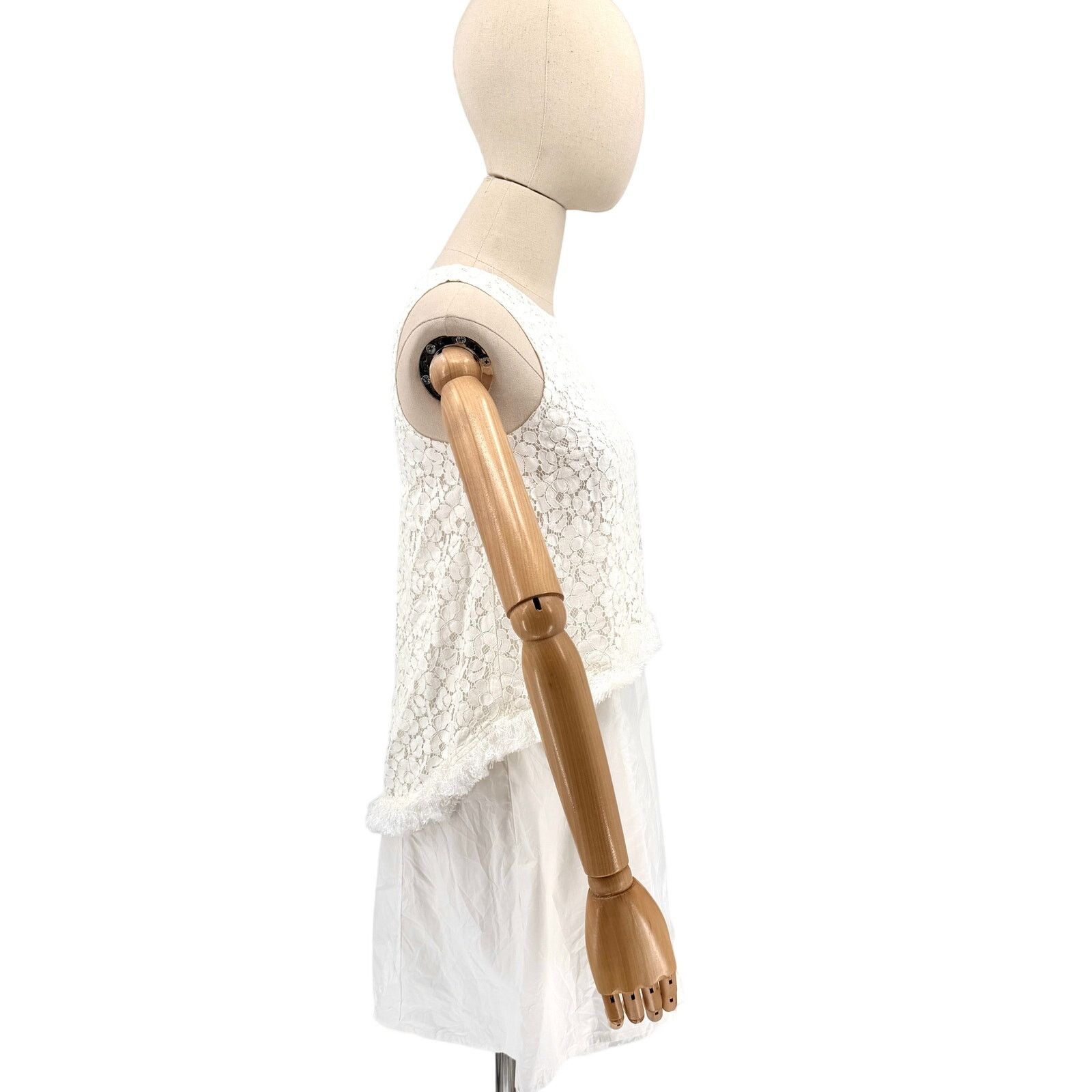Derek Lam 10 Crosby Derek Lam 10 Crosby White Cotton Lace Fringe Mini Dress Size XS / US 0-2 / IT 36-38 - 5 Thumbnail