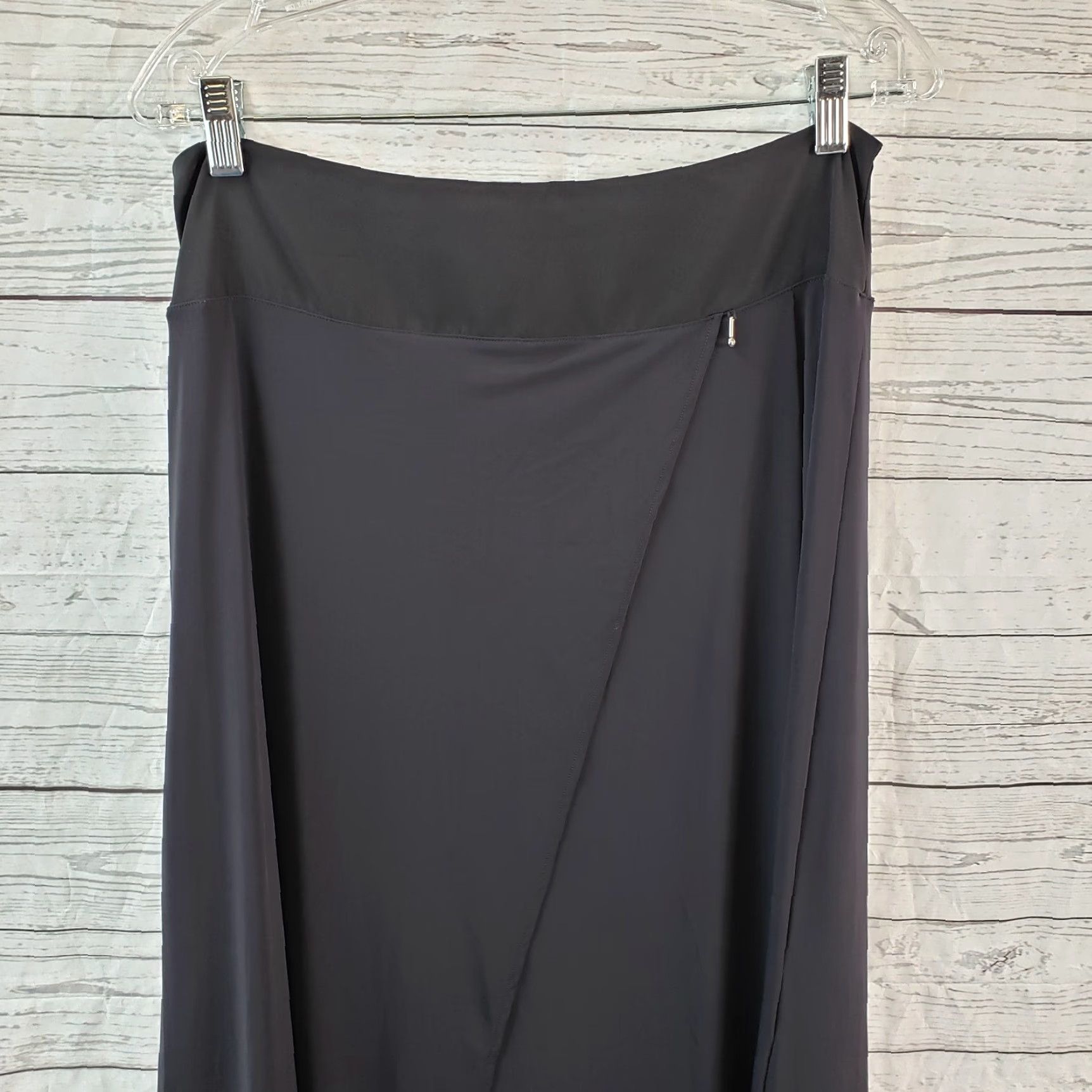 Vintage VINTAGE BRRR! Women's Maxi Skirt Solid Black Pull On Nylon Blend M Black Maxi Skirt Womens Pants? Size 32" / US 10 / IT 46 - 2 Thumbnail