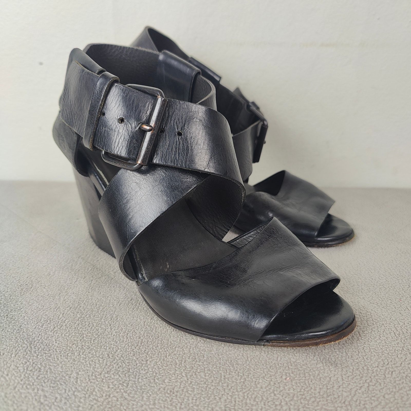Marsell Marsell Block Heel Sandals Womens 36.6 US 6.5 Black Leather Size US 6.5 / IT 36.5 - 2 Thumbnail