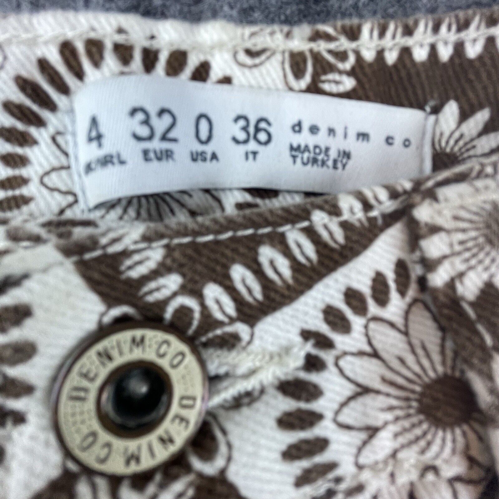 Denim & Co. Denim Co Jeans Womens 0 Brown White Floral Wide Boho Baggy Size 25" / US 0 / IT 36 - 10 Thumbnail