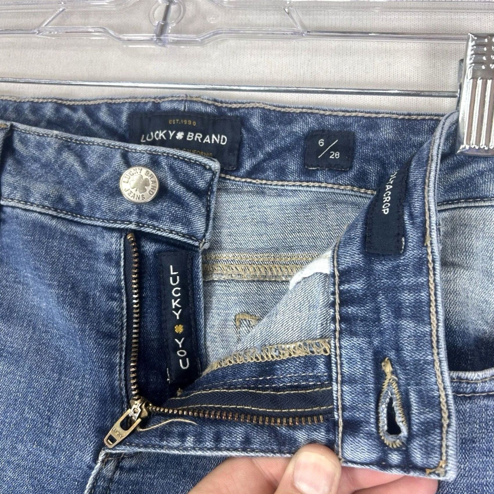 Lucky Brand Lucky Brand Lolita Crop Jeans Women 6 Blue Mid Rise Denim Stretch Raw Hem Jeans Womens Modern Vintage No Size 28" / US 6 / IT 42 - 2 Thumbnail