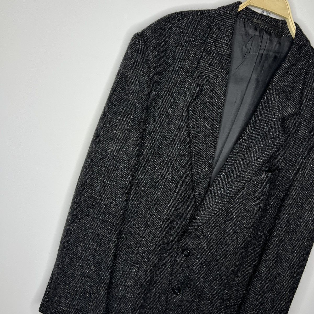 Harris Tweed Vtg Harris Tweed Grey Coat WOOL Jacket Blazer 42 R Size 42R - 3 Thumbnail