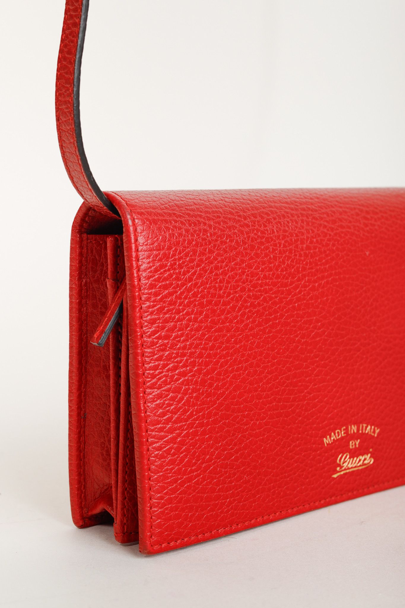 Gucci Gucci Swing Red Pebbled Leather Wallet Crossbody Size ONE SIZE - 8 Thumbnail