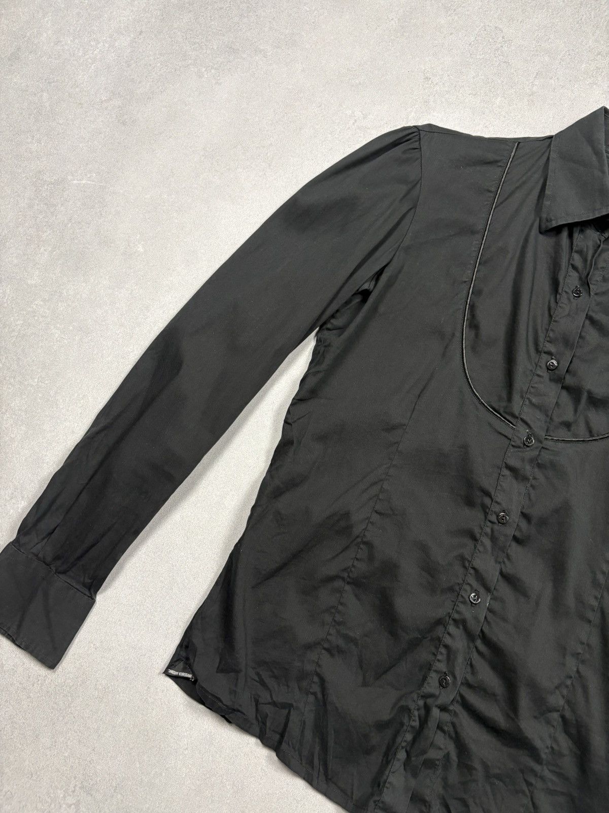 Takeshy Kurosawa Takeshy Kurosawa Black Artisanal Wrinkled Shirt Archive 00s Size US L / EU 52-54 / 3 - 5 Thumbnail