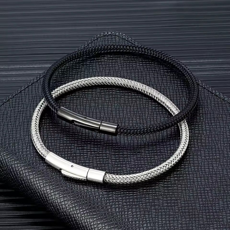 Vintage 23cm Steel Wire Rope Bracelet Classic Cuff Charm Size ONE SIZE - 3 Thumbnail
