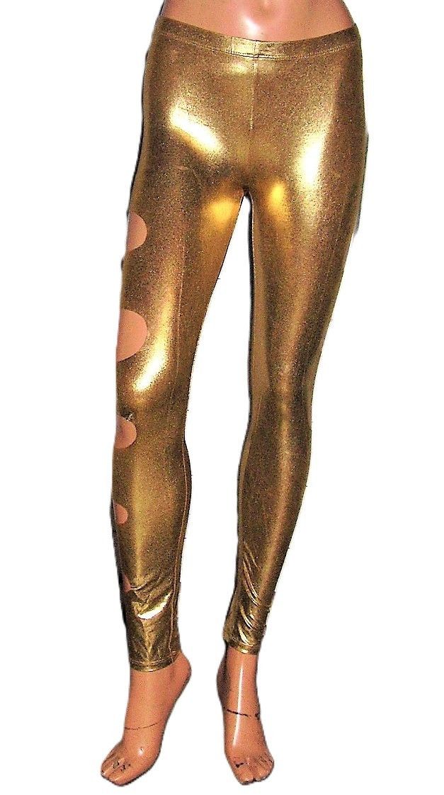 Other See You Monday Gold Shiny Spandex Leggings S Size 24" / US 00 / IT 34 - 1 Thumbnail