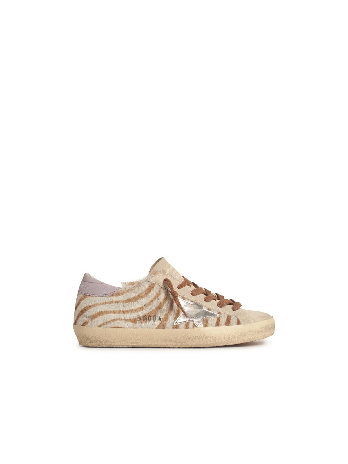 スニーカー Golden  Zebra Pony Hair Sneakers With Silver Star Golden Goose Zebra Pony Hair Sneakers With Silver Star