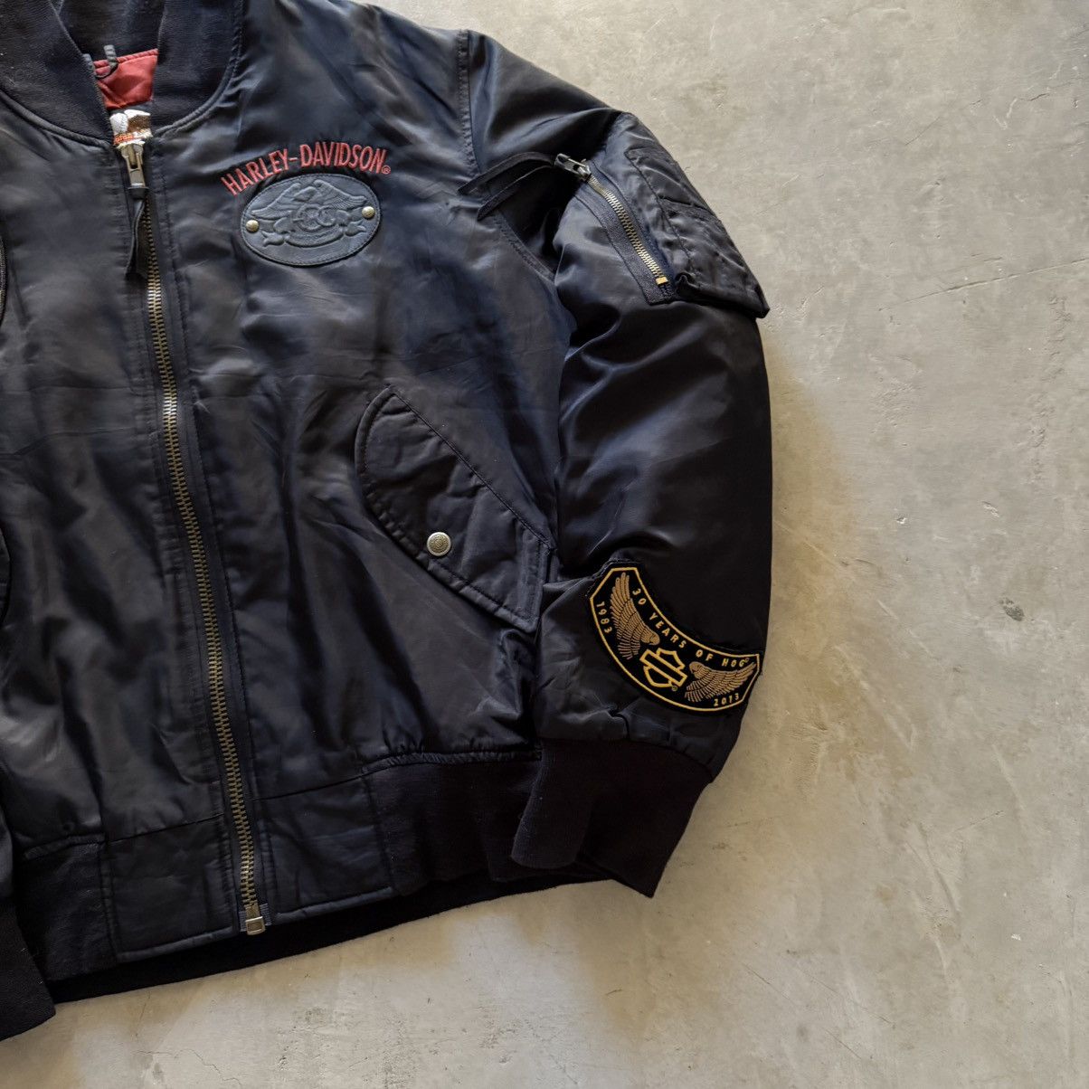 Harley Davidson Vintage Harley Davidson Owners Group(HOG) MA-1 Bomber Jacket Size US L / EU 52-54 / 3 - 6 Thumbnail