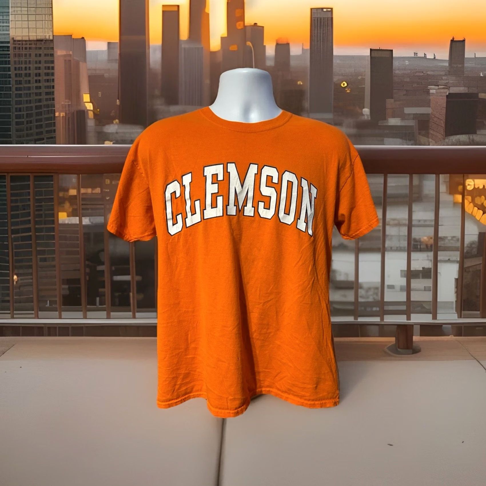 Spell Vintage Clemson University Big Front Spell out Shirt Adult Large Orange Short Sleeve Size US L / EU 52-54 / 3 - 4 Thumbnail