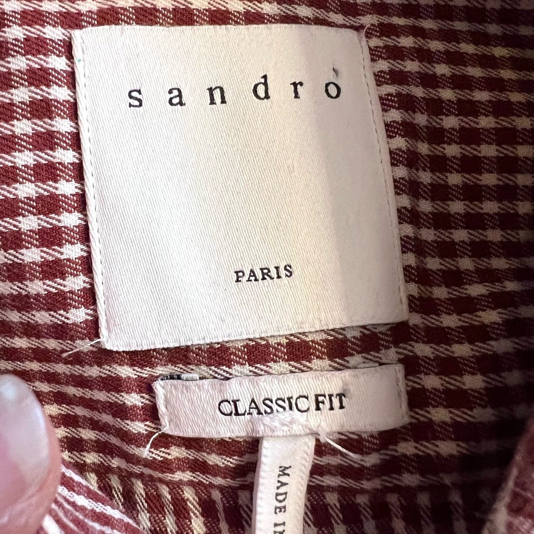 Sandro Sandro Paris Shirt Mens XS Red Casual Dress Shirt Long Sleeve Plaid Button-Up Shirt Mens XS Red Size US XS / EU 42 / 0 - 5 Thumbnail