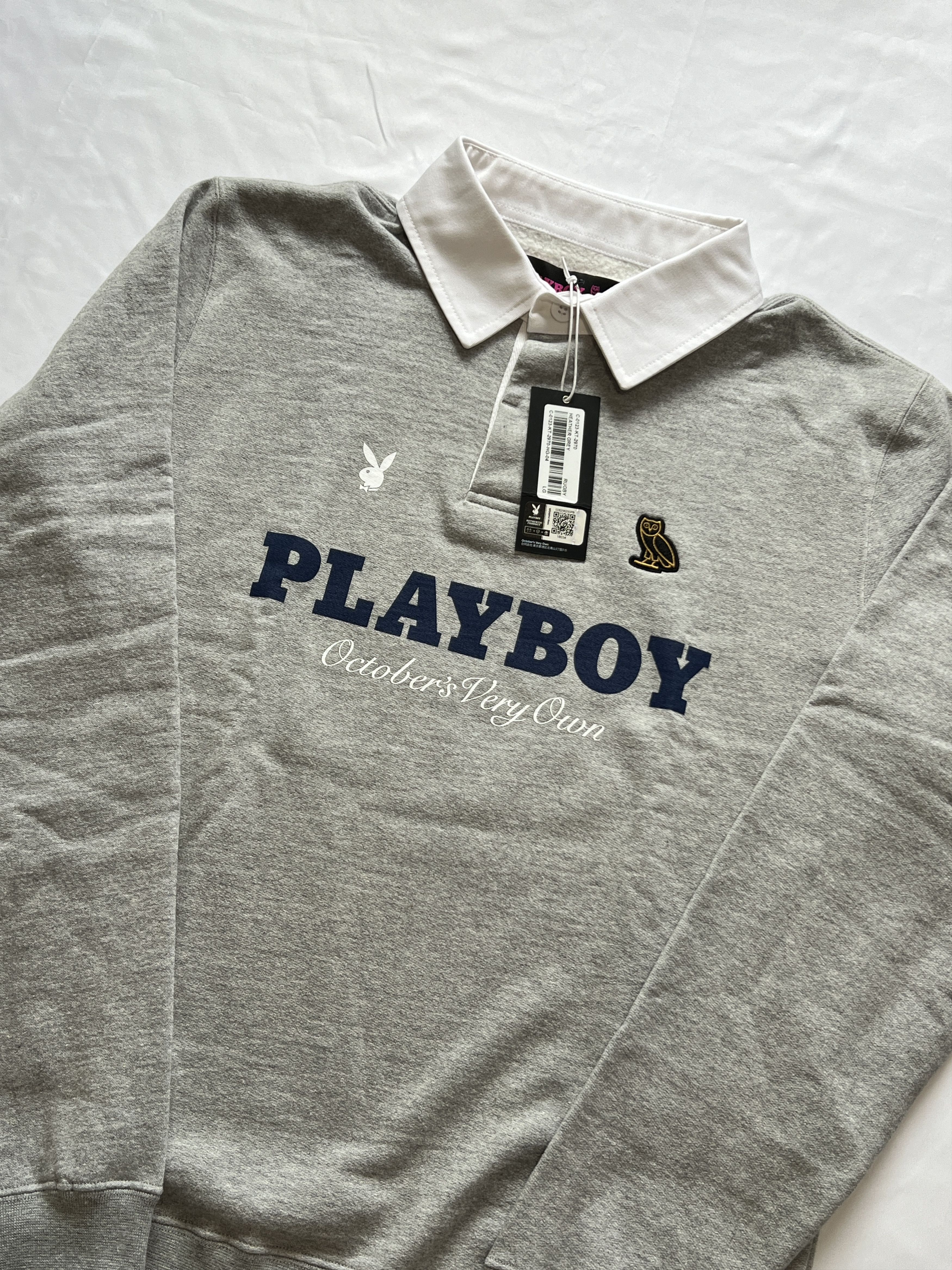 Drake OVO x PLAYBOY GREY RUGBY POLO Size US L / EU 52-54 / 3 - 3 Thumbnail