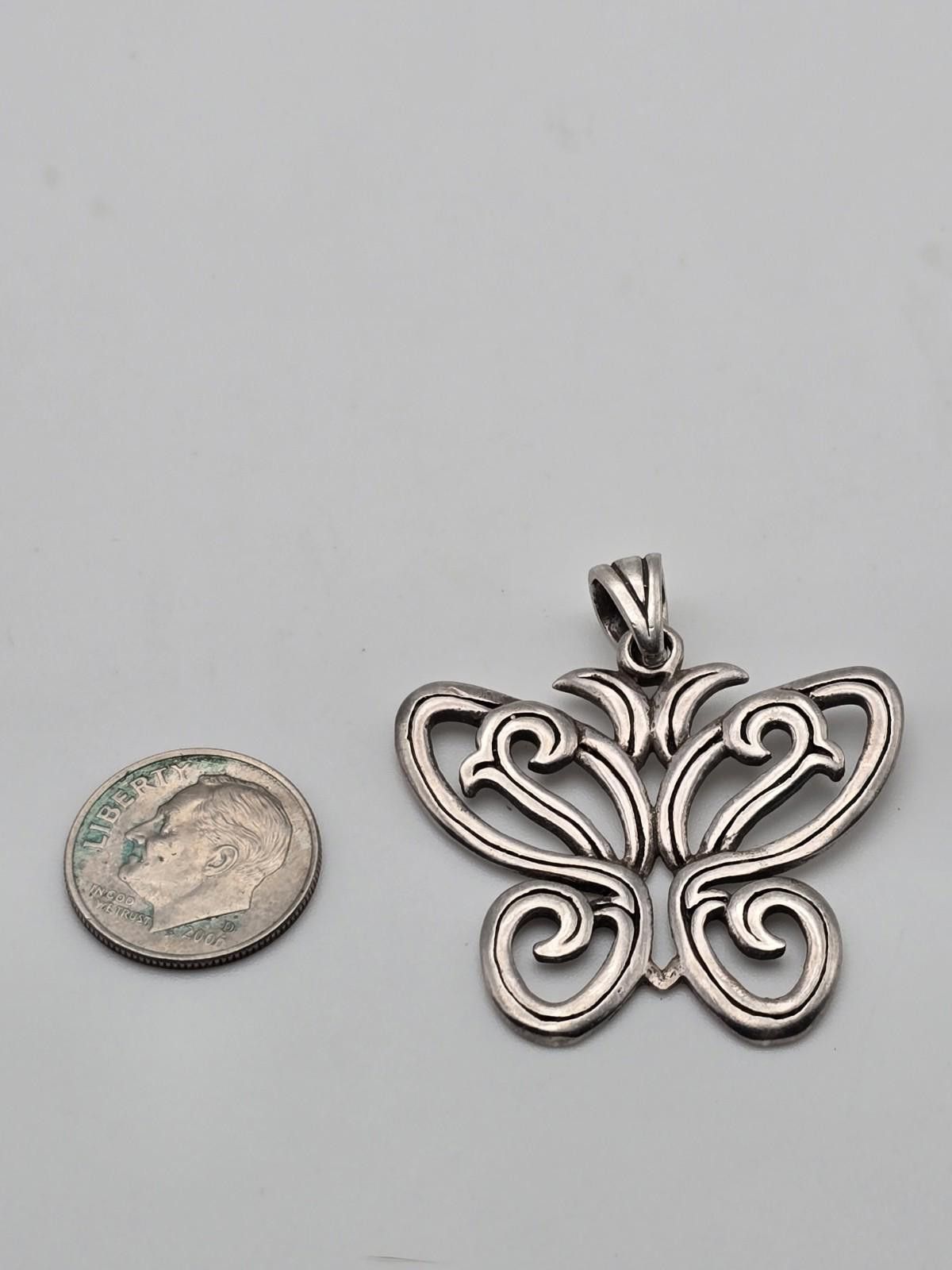 The Unbranded Brand Vintage Sterling Silver Butterfly Scroll Pendant 925 Size ONE SIZE - 2 Thumbnail