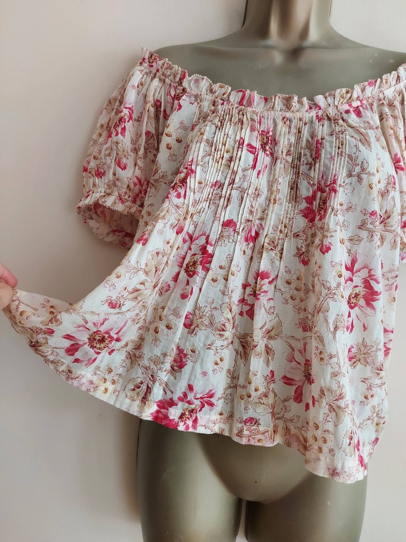DOEN DOEN Frederica Floral Pleated Organic Cotton Top M Size M / US 6-8 / IT 42-44 - 4 Thumbnail