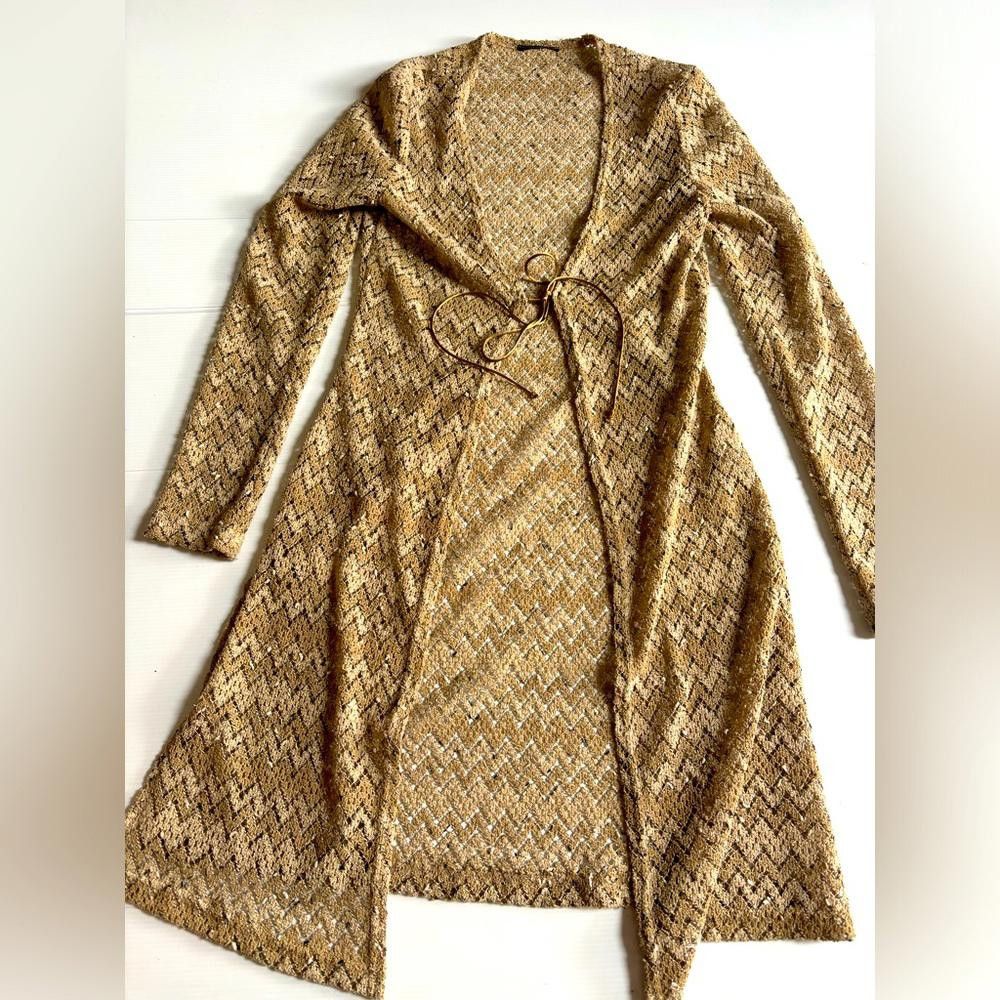 Designer Y2K Tie-Up Front Crochet chevron Vest Size M / US 6-8 / IT 42-44 - 1 Thumbnail