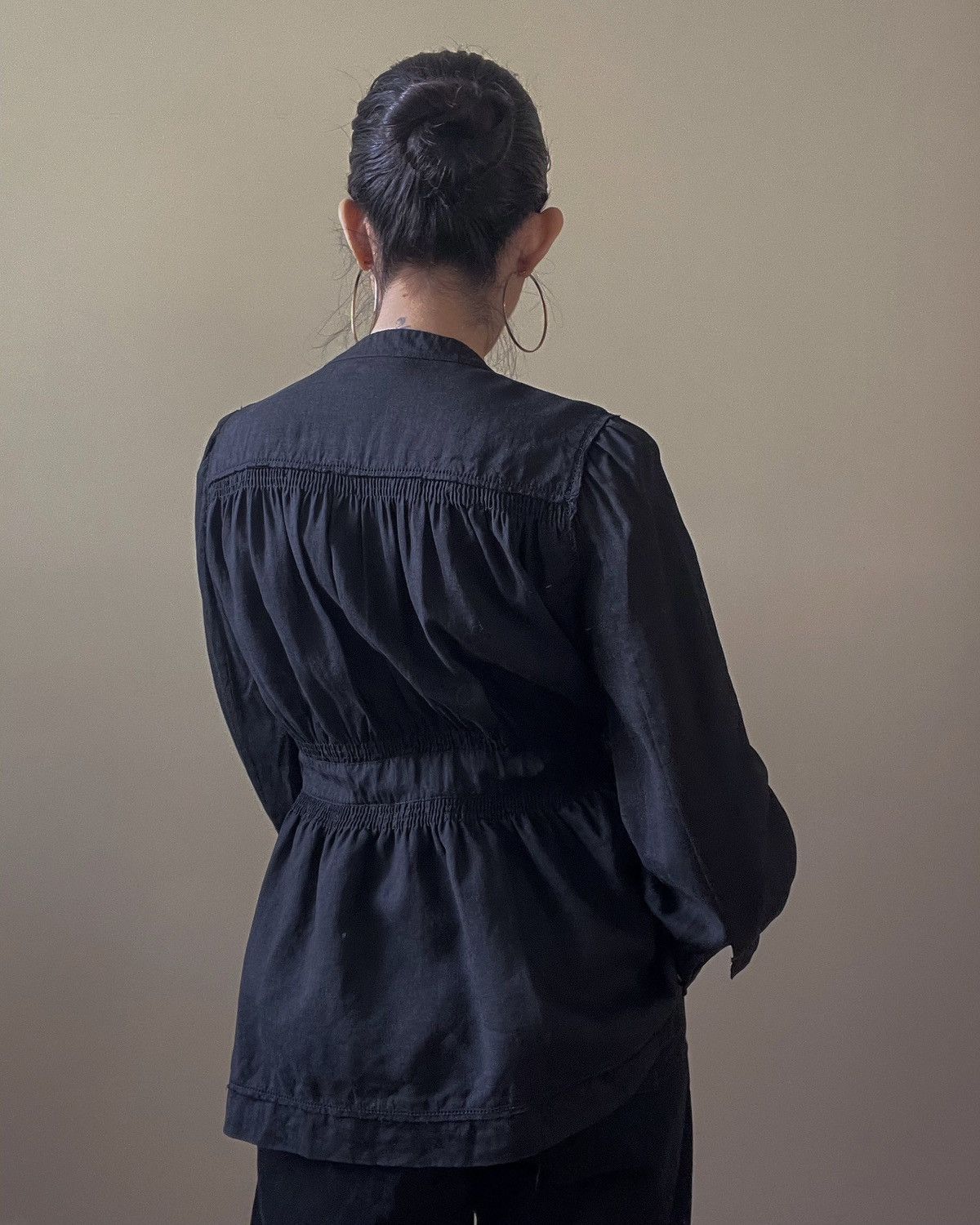 DKNY Vintage DKNY Black Linen Shirt Size S / US 4 / IT 40 - 2 Thumbnail