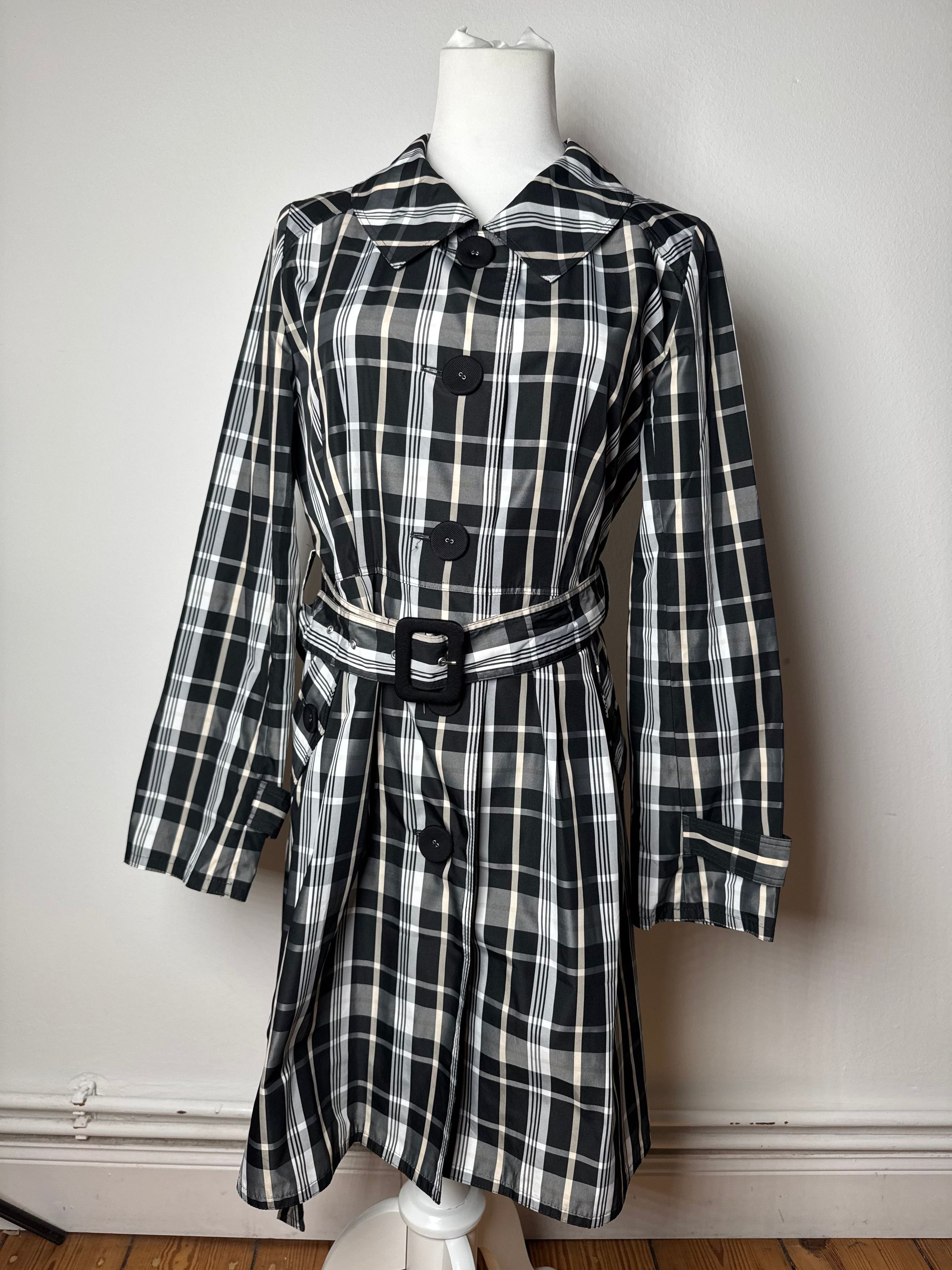 Courreges Vintage Trenchcoat black White Checked 36/S Size S / US 4 / IT 40 - 1 Thumbnail