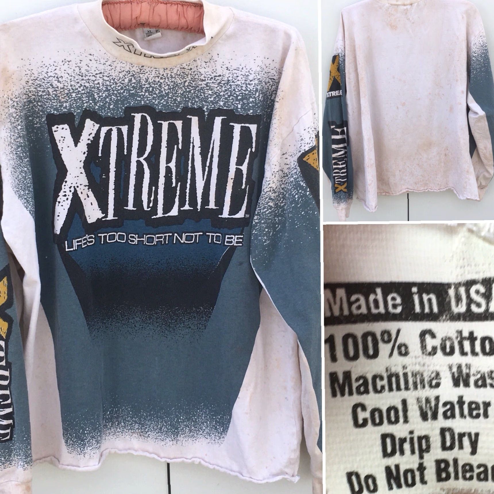 Vintage VINTAGE XTREME Lifes’s Too Short Not To Be Motocross T-Shirt XL USA Shirt Men Long Sleeve 1990s White Graphic Tee XS? Size US XL / EU 56 / 4 - 4 Thumbnail