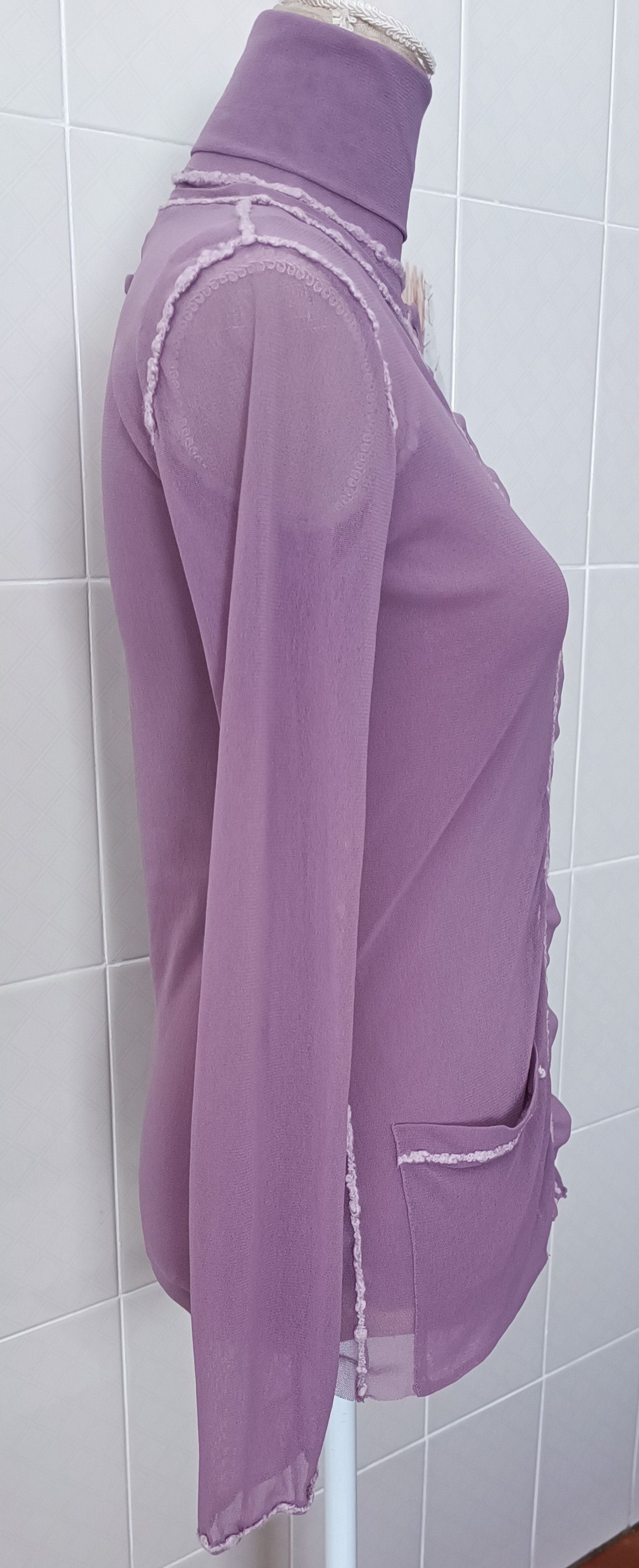 Jean Paul Gaultier 90's - Twinset - Lilac mesh tank top and jacket Size S / US 4 / IT 40 - 2 Thumbnail