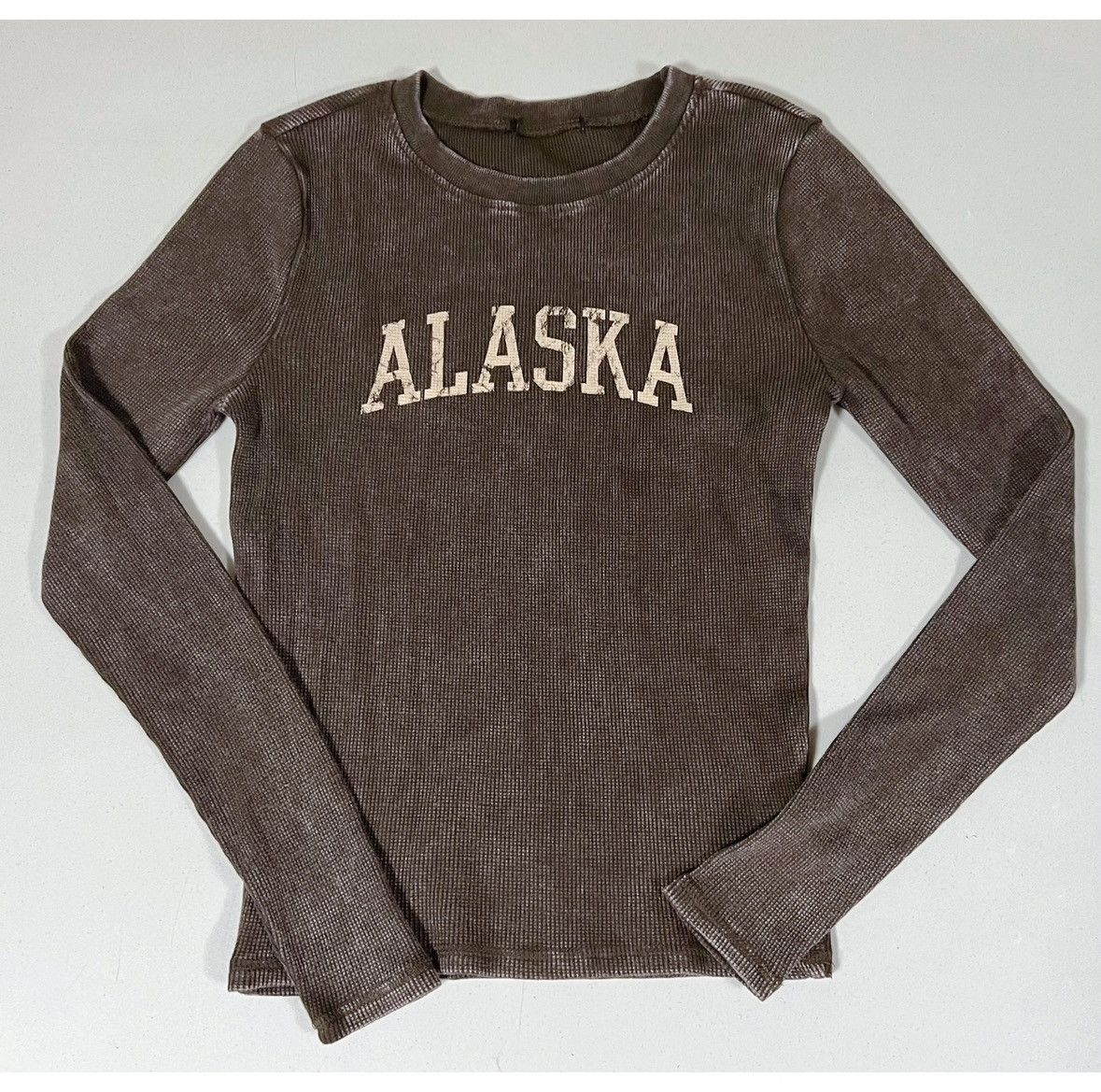 Vintage Brown ‘Alaska’ Long Sleeve Thermal T-Shirt Top Tee Size M 🤎✨ Size M / US 6-8 / IT 42-44 - 1 Thumbnail