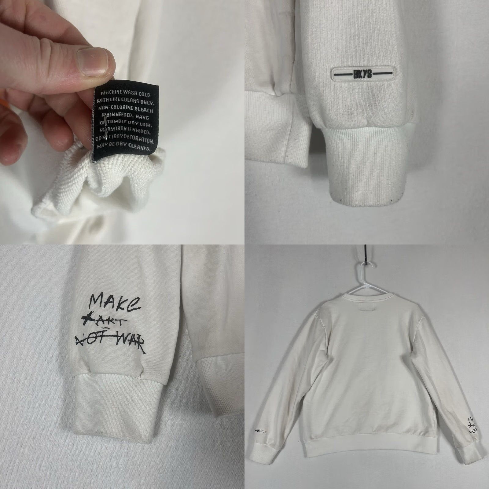 Vintage VINTAGE BKYS Embroidered Sweatshirt Mens M White Stained Graphic Print Embroidered Bunny L/S Crew Neck Pullover 100% Cotton Size US M / EU 48-50 / 2 - 8 Thumbnail