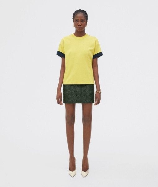 Bottega Veneta o1w1db10824 Double Layered Cotton Jersey T-Shirt Yellow Size S / US 4 / IT 40 - 1 Thumbnail