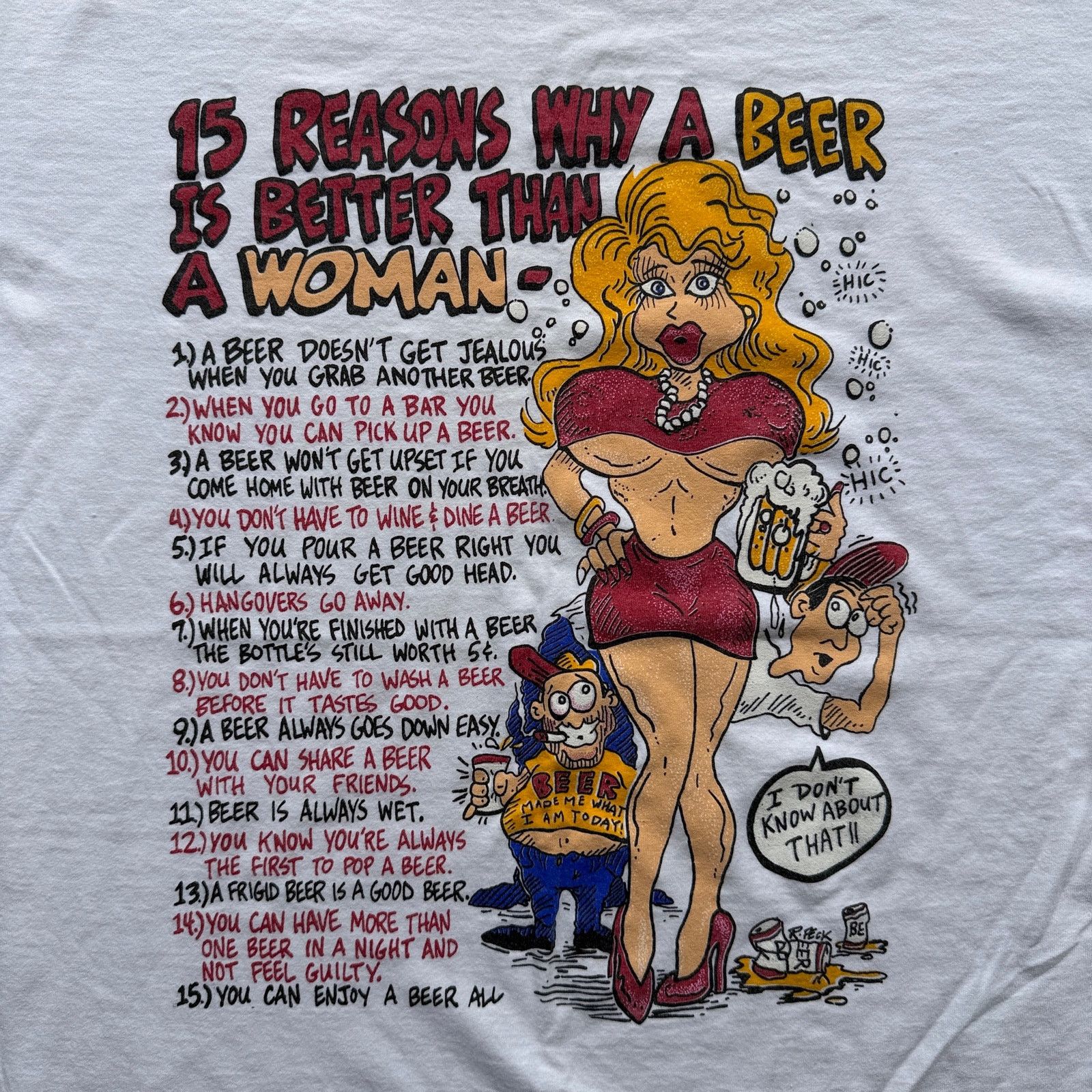 Other Vintage 90s 15 Reasons Why A Beer Is Better Than A Woman Tee Size US XL / EU 56 / 4 - 1 Thumbnail
