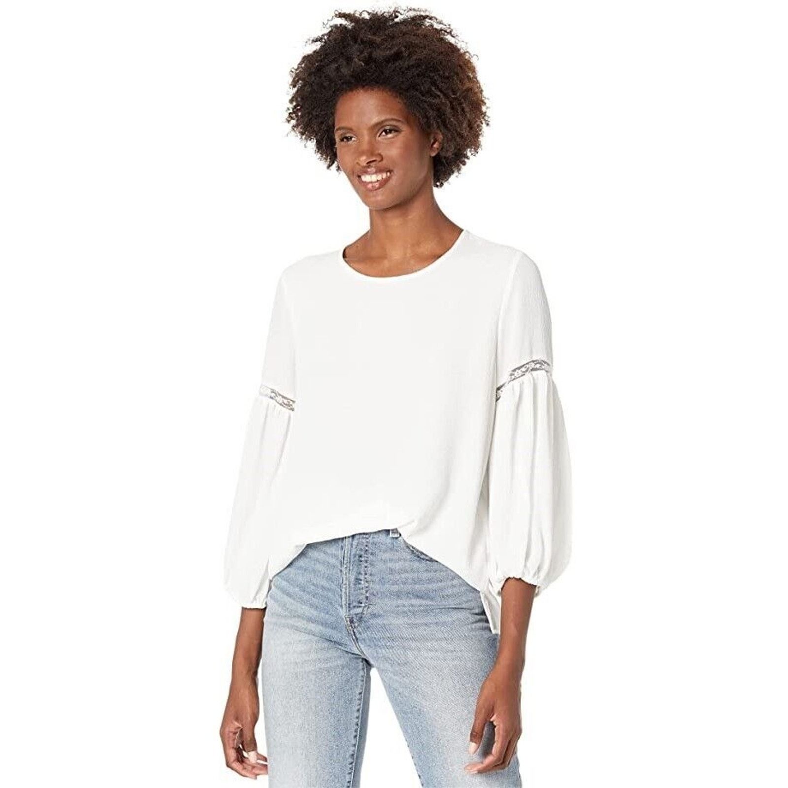 Vince Camuto Vince Camuto Women Ivory Crepe Balloon Sleeve Blouse Size XS Size XS / US 0-2 / IT 36-38 - 1 Thumbnail