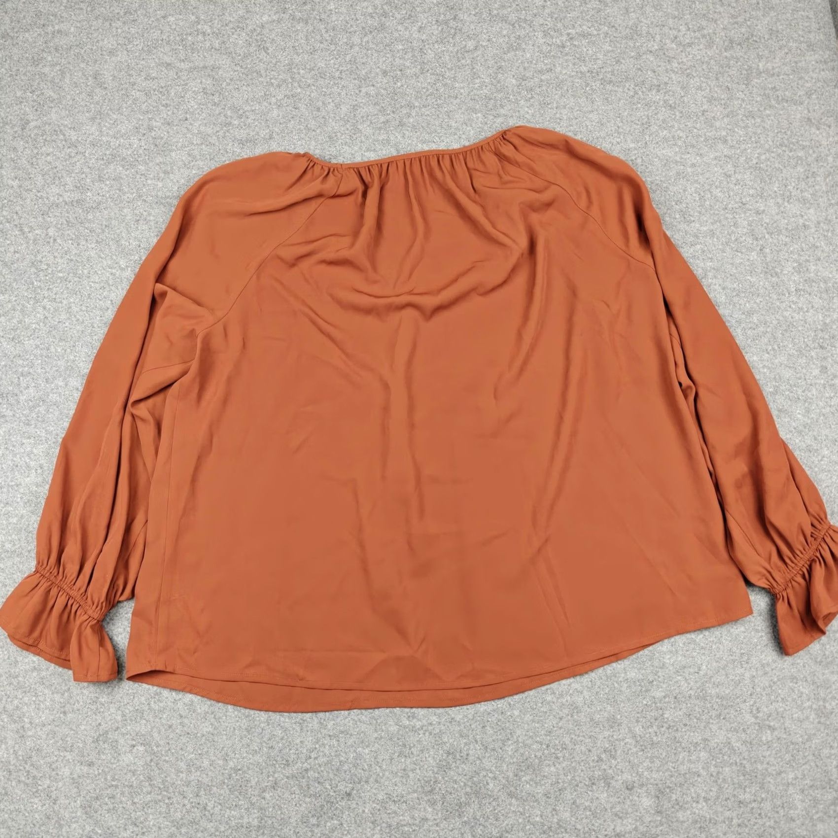 Vintage Savanna Jane Blouse Womens 2X Orange Scoop Neck Ruffle Sleeve Tunic Top Size XXL / US 16-18 / IT 52-54 - 4 Thumbnail