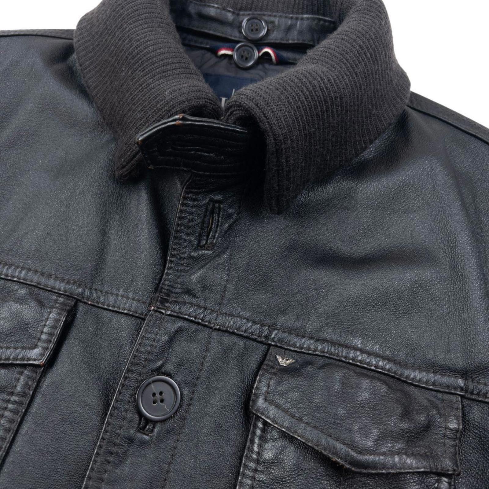 Armani Vintage 2000s Armani Jeans Button Up Leather Jacket Size M Size US M / EU 48-50 / 2 - 6 Thumbnail