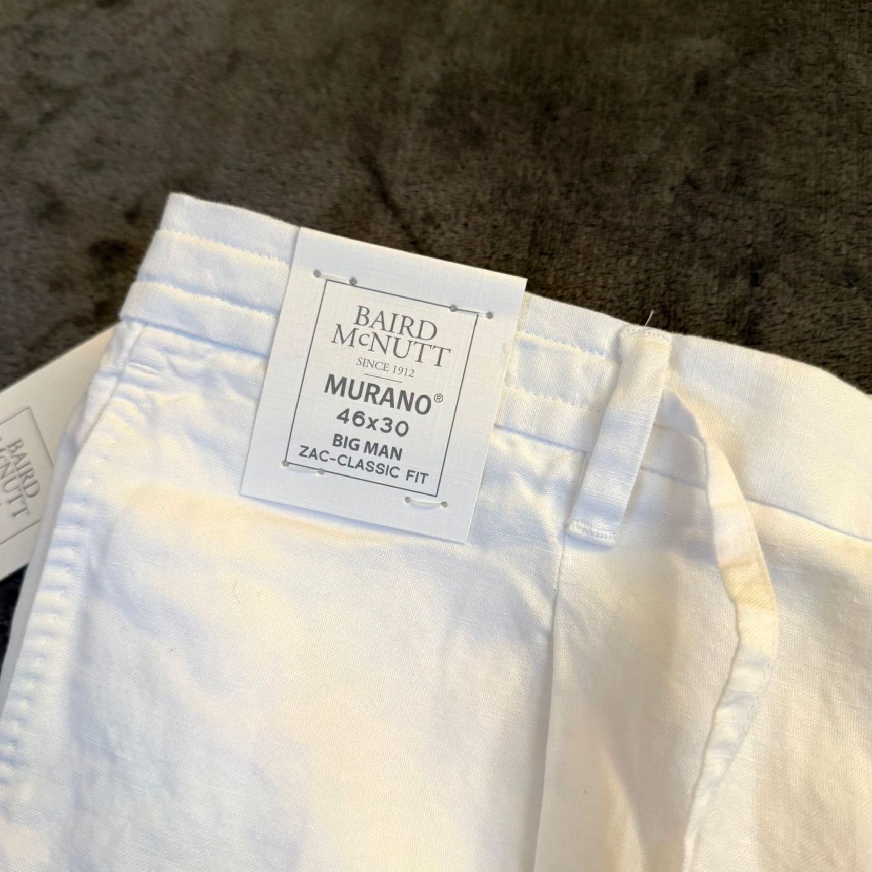 Murano Baird McNutt Murano Linen Blend Pants Mens 46x30" Classic Fit White NWT Size US 30 / EU 46 - 2 Thumbnail