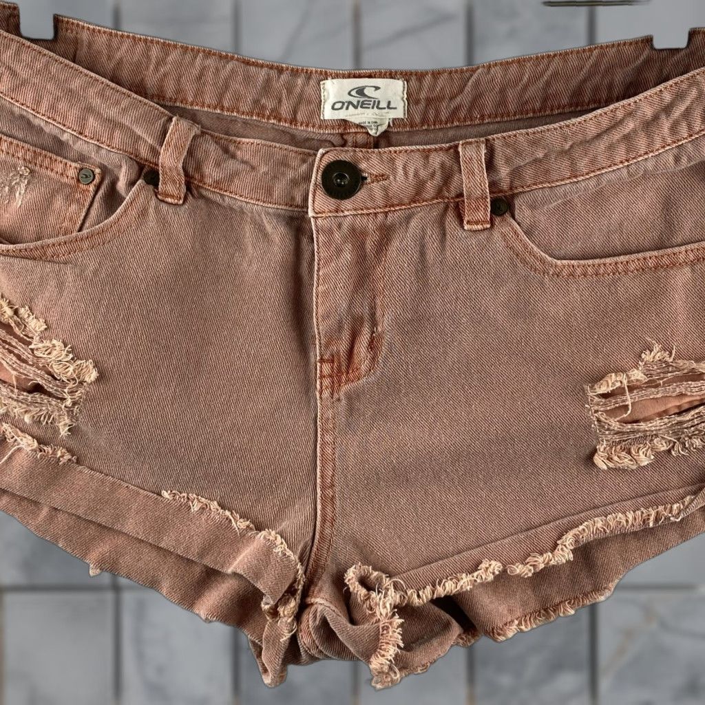O'Neill O'Neill Shorts Womens 9 Coral Cut-Off Denim Fray Distressed Hotpants Size 24" / US 00 / IT 34 - 1 Thumbnail