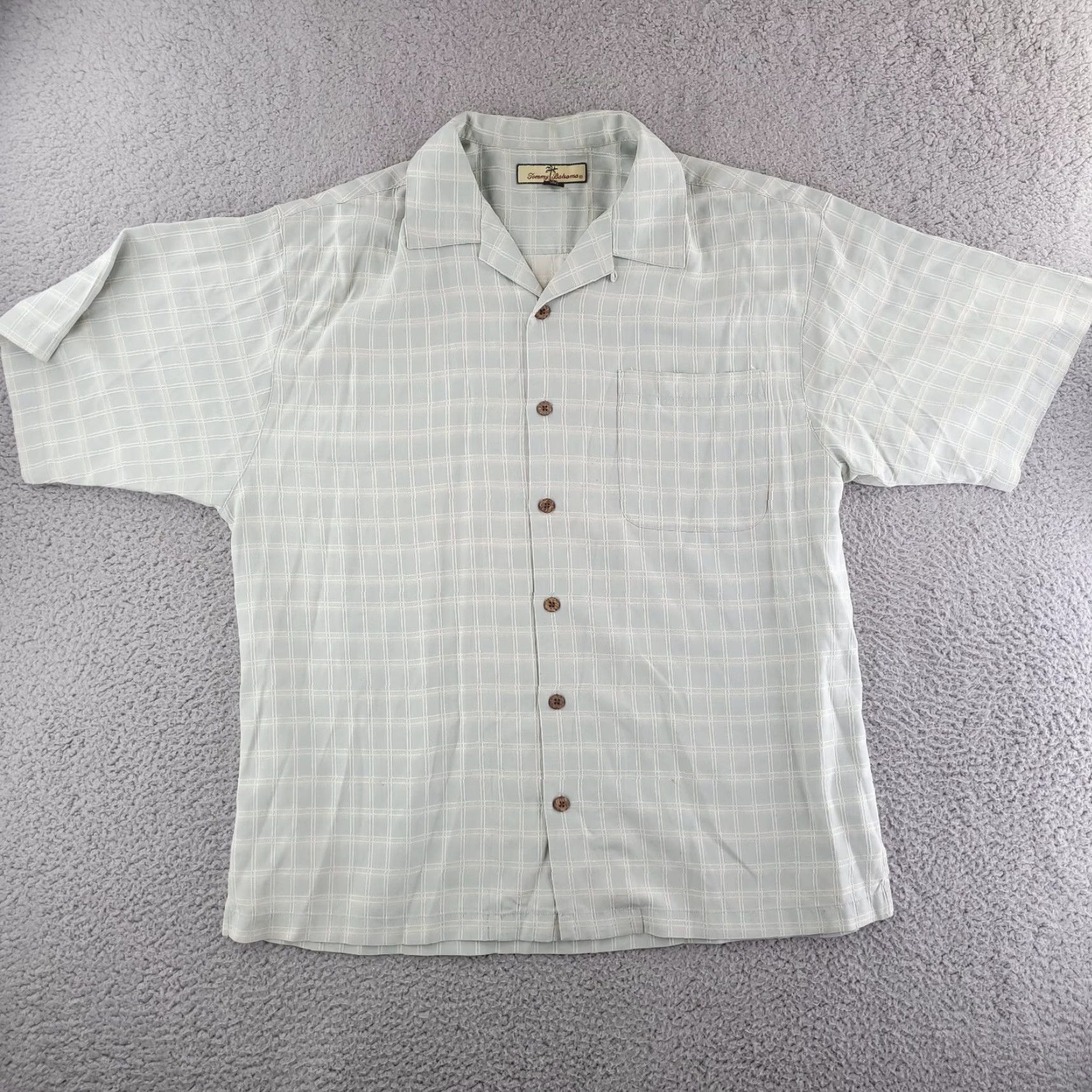 Tommy Bahama Tommy Bahama Shirt Mens Large Silk Green Short Sleeve Button-Up Textured Size US L / EU 52-54 / 3 - 2 Thumbnail