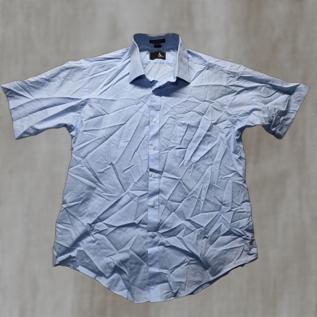 Vintage Ketch Dress Shirt Blue Adult Mens Short Sleeve 16.5 34/35 Poly/Cotton Button Up Shirt Size 46R - 1 Thumbnail